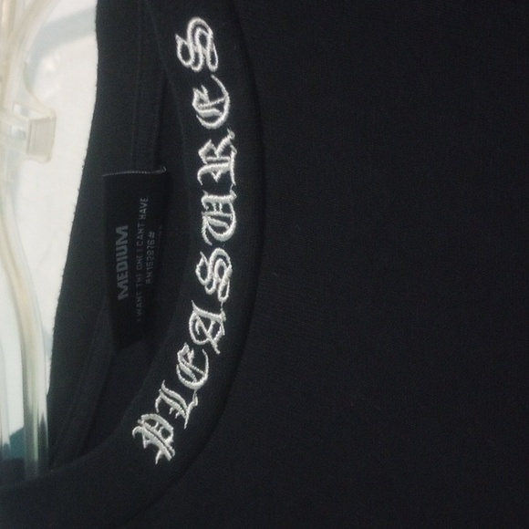 Pleasures Sorrow Embroidered Neckline Black Heavyweight Tee - Picture 11 of 13